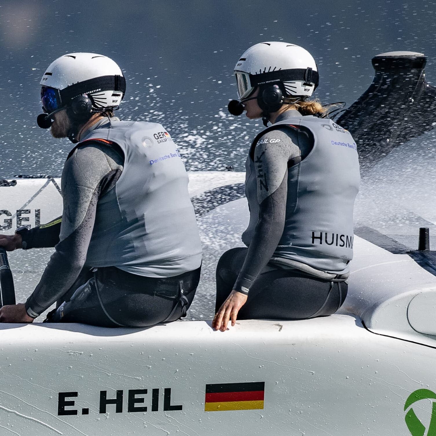 Germany SailGP Team helmed by Erik Heil in action during a practice session ahead of the ITM New Zealand Sail Grand Prix in Christchurch, New Zealand. Thursday 21st March 2024. Photo: Ricardo Pinto for SailGP. Handout image supplied by SailGP