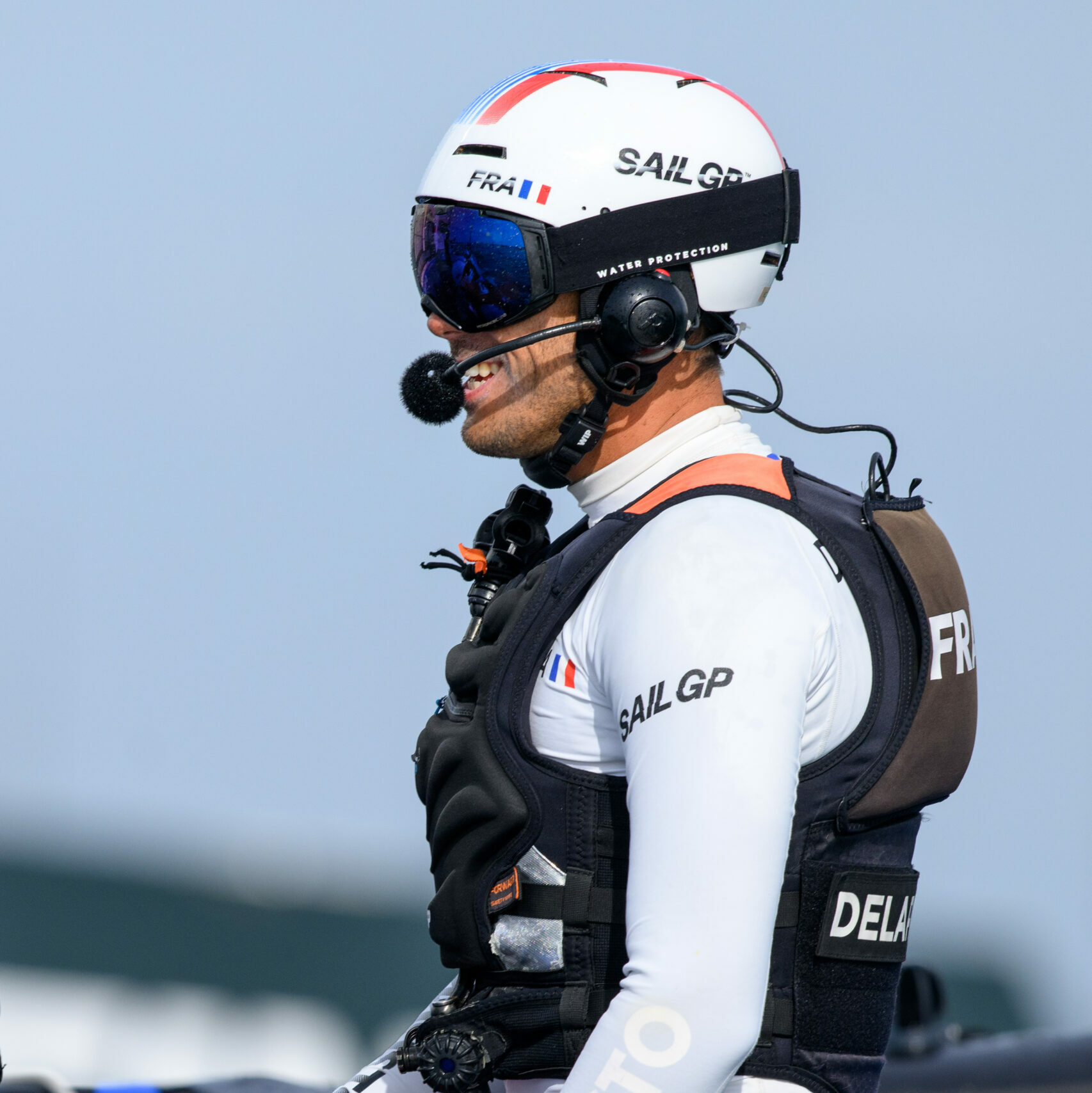 Quentin Delapierre, driver of France SailGP Team in action on Race Day 2 of the Spain Sail Grand Prix in Cadiz, Andalusia, Spain. 25th September 2022. Photo: Ricardo Pinto for SailGP. Handout image supplied by SailGP