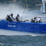 France SailGP Team helmed by Quentin Delapierre in action on Race Day 1 of the Range Rover France Sail Grand Prix in Saint Tropez, France. 10th September 2022. Photo: Ricardo Pinto for SailGP. Handout image supplied by SailGP