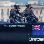 New Zealand SailGP Team helmed by Arnaud Psarofaghis in action during practice session ahead of Italy SailGP, Event 2, Season 2 in Taranto, Italy. 04 June 2021. Photo: Bob Martin for SailGP. Handout image supplied by SailGP